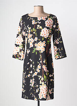 Robe mi-longue imprimé fleurs manches longues noir MOLLY BRACKEN femme