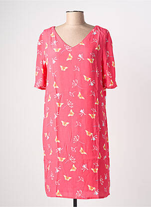 Robe mi-longue manches 3/4 manches 3/4 rose STREET ONE femme