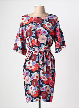 Robe mi-longue imprimé fleurs manches longues rouge MOLLY BRACKEN femme