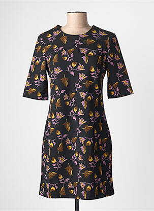 Robe mi-longue imprimé fleurs manches longues noir MOLLY BRACKEN femme