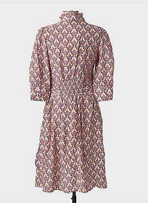 Robe mi-longue imprimé fantaisie manches longues beige CHATTAWAK femme