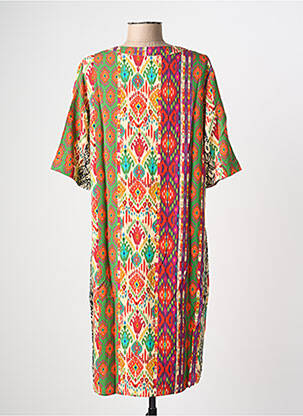 Robe mi-longue manches 3/4 manches 3/4 vert GEISHA femme
