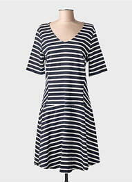 Robe mi-longue manches 3/4 manches 3/4 bleu STREET ONE femme