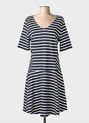 Robe mi-longue manches 3/4 manches 3/4 bleu STREET ONE femme