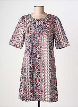 Robe mi-longue imprimé fleurs manches courtes beige MOLLY BRACKEN femme