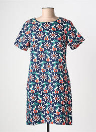 Robe courte fermeture zippée au dos manches courtes bleu MOLLY BRACKEN femme