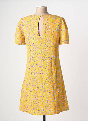 Robe mi-longue tissage crêpe manches courtes jaune MOLLY BRACKEN femme