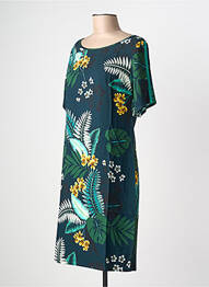 Robe mi-longue imprimé fleurs manches courtes bleu GEISHA femme