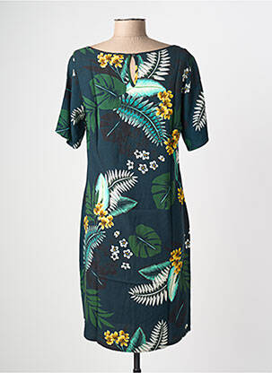 Robe mi-longue imprimé fleurs manches courtes bleu GEISHA femme