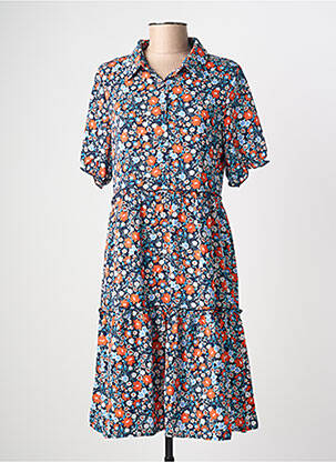 Robe mi-longue imprimé fleurs manches courtes bleu MOLLY BRACKEN femme
