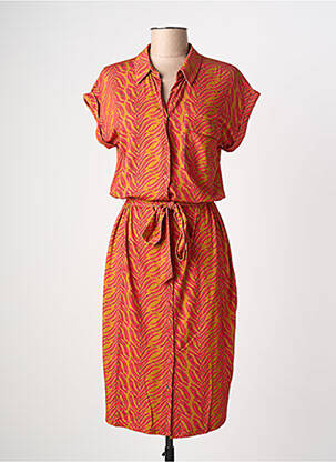 Robe mi-longue manches courtes manches courtes rose GEISHA femme