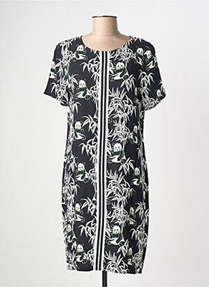 Robe mi-longue manches courtes manches courtes noir GEISHA femme