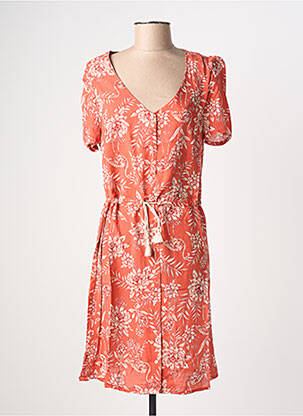 Robe mi-longue manches courtes manches courtes rose KANOPE femme