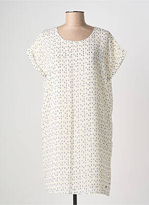Robe mi-longue tissage crêpe manches courtes beige KAPORAL femme