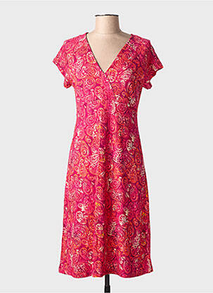 Robe mi-longue manches courtes manches courtes rose GEISHA femme