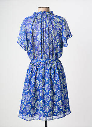 Robe mi-longue tissage crêpe manches courtes bleu MOLLY BRACKEN femme