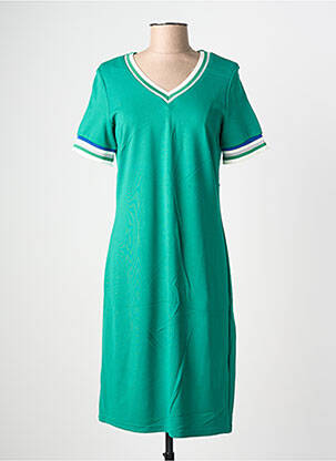 Robe mi-longue manches courtes manches courtes vert GEISHA femme