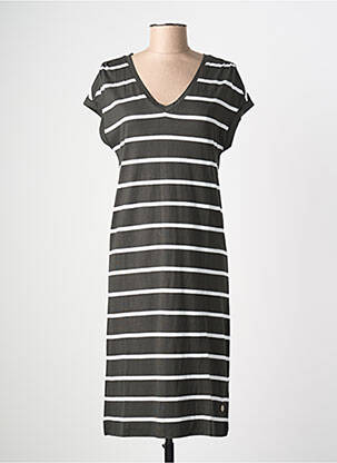 Robe mi-longue manches courtes manches courtes vert STREET ONE femme