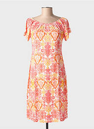 Robe mi-longue manches courtes manches courtes rose GEISHA femme