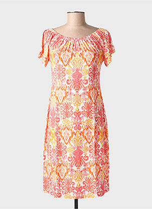 Robe mi-longue manches courtes manches courtes rose GEISHA femme