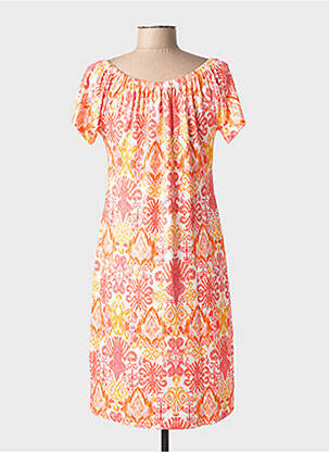 Robe mi-longue manches courtes manches courtes rose GEISHA femme