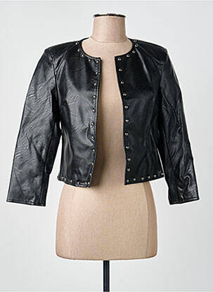 Veste simili cuir epaulette noir VOODOO femme