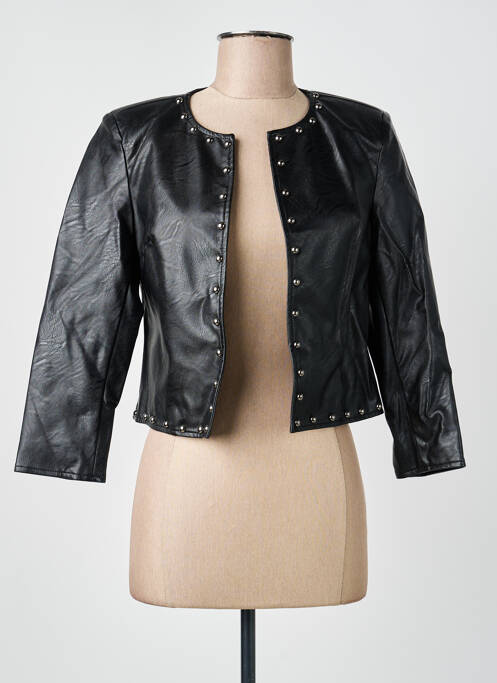Veste simili cuir epaulette noir VOODOO femme