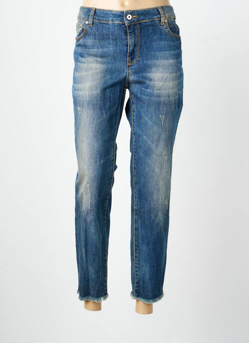 Jeans coupe slim effet usé délavé taille normale bleu VOODOO femme