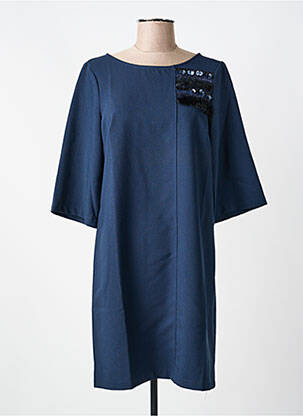 Robe mi-longue manches longues manches longues bleu VOODOO femme