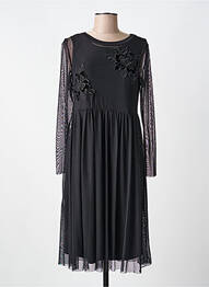 Robe mi-longue manches longues manches longues noir VOODOO femme