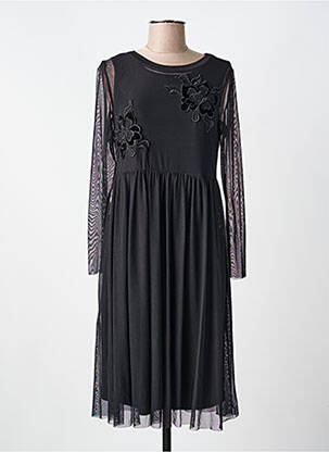 Robe mi-longue manches longues manches longues noir VOODOO femme