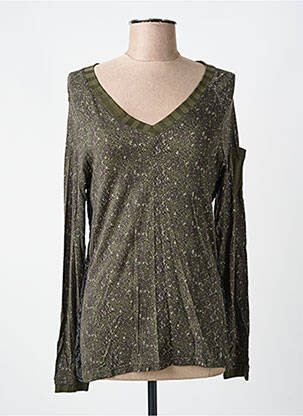Top tissage jersey manches longues vert VOODOO femme