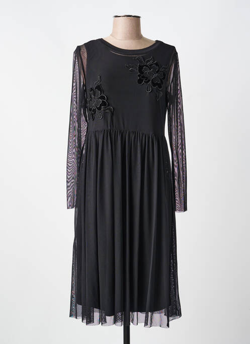 Robe mi-longue manches longues manches longues noir VOODOO femme