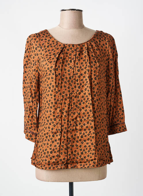 Top coupe cintrée manches longues marron VOODOO femme