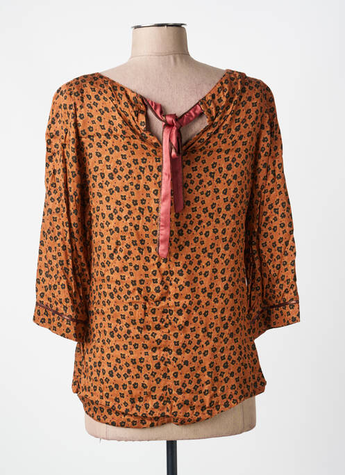 Top coupe cintrée manches longues marron VOODOO femme