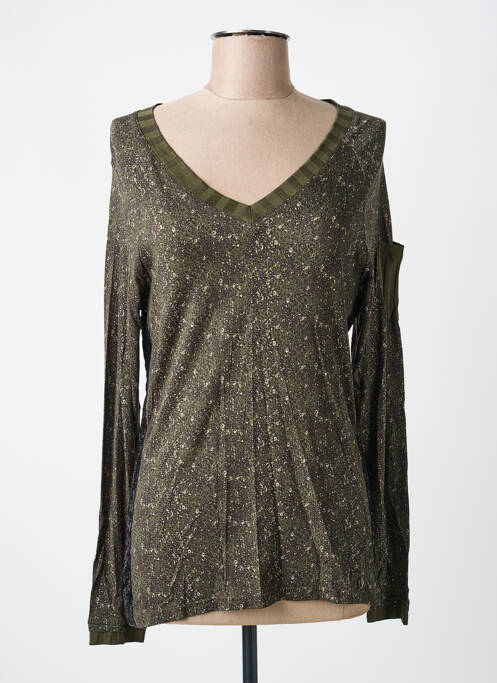 Top tissage jersey manches longues vert VOODOO femme