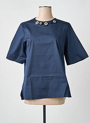 Blouse tissage popeline manches courtes bleu MAX MARA femme