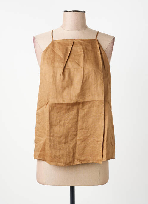 Top col carré fines bretelles marron MAX MARA femme
