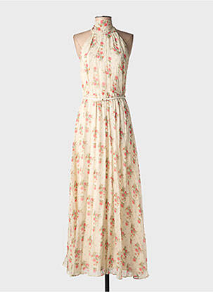 Robe longue imprimé fleurs sans manche beige MAX MARA femme