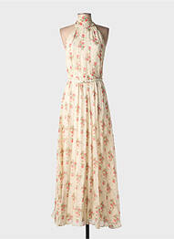 Robe longue imprimé fleurs sans manche beige MAX MARA femme