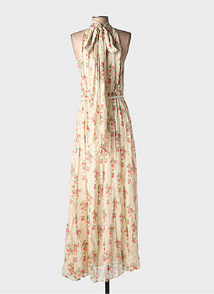 Robe longue imprimé fleurs sans manche beige MAX MARA femme