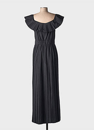 Robe longue manches courtes manches courtes noir MILVA.MI femme