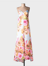 Robe longue imprimé fleurs sans manche rose MILVA.MI femme