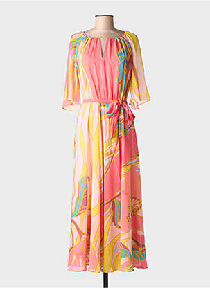 Robe longue imprimé fantaisie manches 3/4 orange PENNYBLACK femme