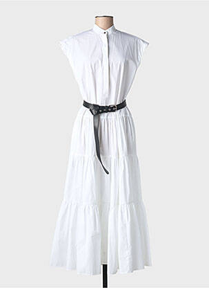 Robe longue manches courtes manches courtes blanc MAX MARA femme
