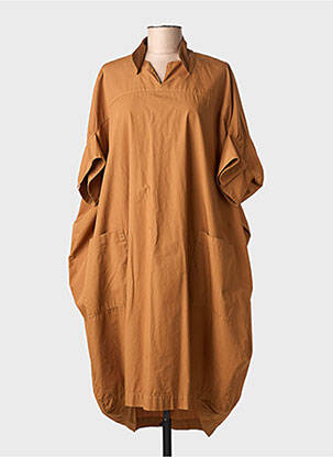 Robe mi-longue manches courtes manches courtes marron PIER ANTONIO GASPARI femme