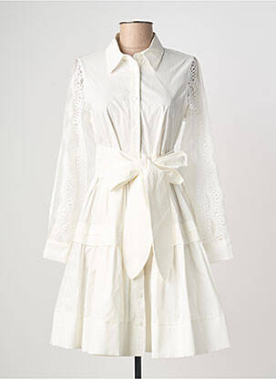 Robe mi-longue manches longues manches longues blanc MILVA.MI femme