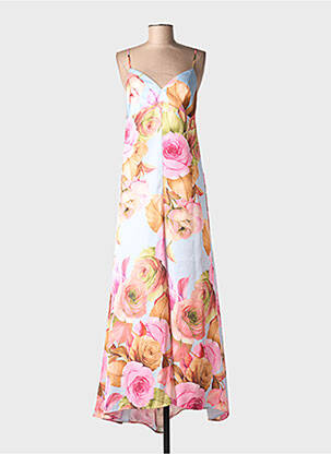 Robe longue imprimé fleurs sans manche rose MILVA.MI femme