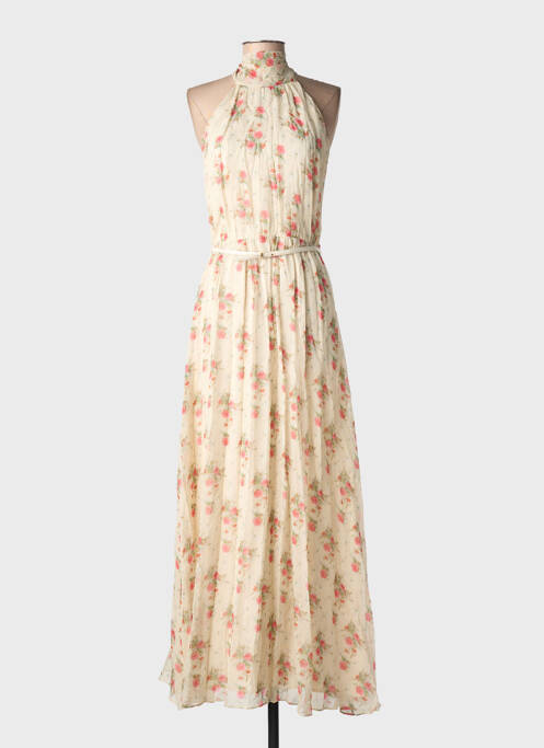 Robe longue imprimé fleurs sans manche beige MAX MARA femme
