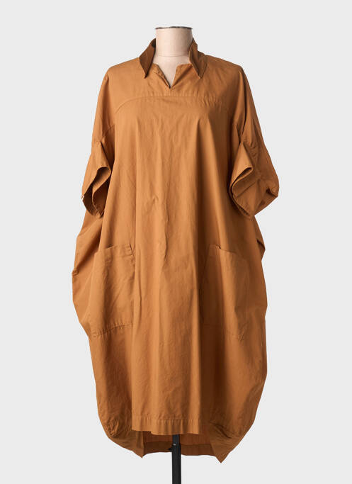 Robe mi-longue manches courtes manches courtes marron PIER ANTONIO GASPARI femme